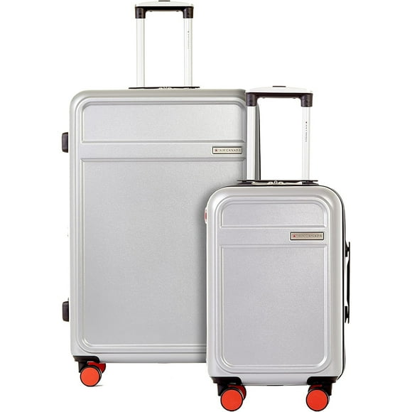 Air Canada Magnum 2 Piece Hardside Rolling Spinner Travel Lightweight Abs Suitcase Set,Silver