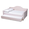 thumbnail image 2 of Baxton Studio Perry Velours Rembourré Lit de Repos Queen avec Gigogne en Rose, 2 of 10