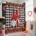 thumbnail image 2 of Valentines Shower Curtain Gnome Red Heart Shower Curtains for Bathroom Valentine's Day Decor, Waterproof Polyester Shower Curtain Set with Hooks, Small Stall 36" x 72" Roses Flower Black Plaid, 2 of 9