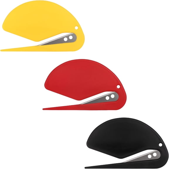 FACEGA 3 Inch Letter Opener Envelope Slitter Set Sharp and Efficient Open Envelopes with Ease,3 Color (Black/Red/Yellow)