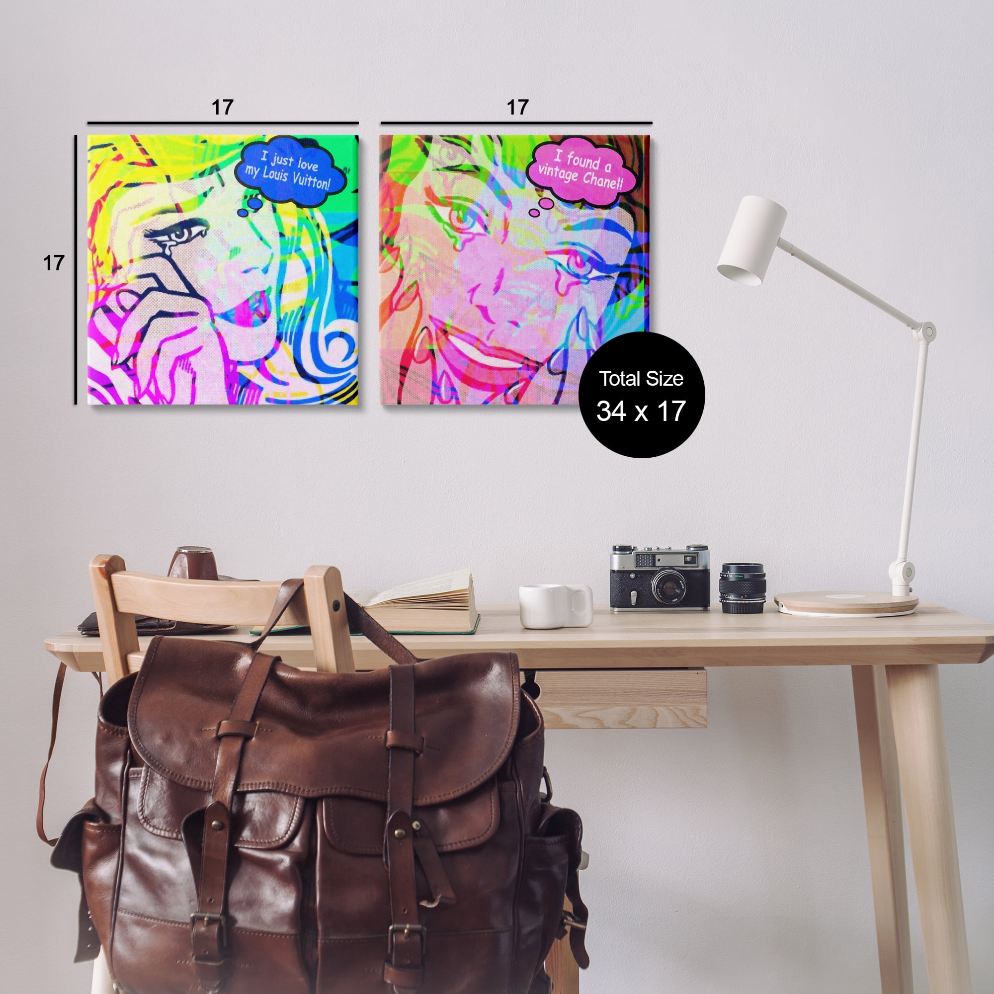 Stupell Industries Crying Comic Fashionistas People Painting Wrapped Canvas Art Print Wall Art, 17 x 17, Set of 2