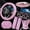 Pink 9 Pcs Car Accessories Set, variant on Bling Car Trim Self-Adhesive 16.4Ft, Rhinestone Car Accessories for Women, Car Bling Interior Exterior Decoration, Car Decorations Rhinestone Door Stickers (Pink)