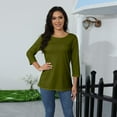 thumbnail image 5 of Qwertyu Womens Tops 3/4 Sleeve Crew Neck Cotton Tees Solid Color Summer T Shirts 2026 Three Quarter Length Shirts Mint Green 2XL, 5 of 9