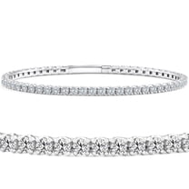 Pompeii 4Ct F/VS Diamond Flexible Oval Bangle Women's Bracelet 14k White Gold Lab Grown