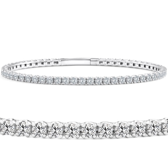 Pompeii 4Ct F/VS Diamond Flexible Oval Bangle Women's Bracelet 14k White Gold Lab Grown