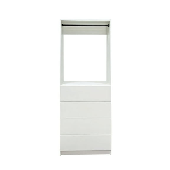 Prosper 32" White Wood Walk-in Closet with Four Drawers