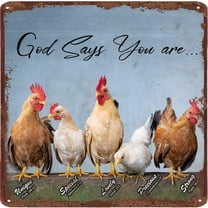 god says you are rooster Vintage Tin Sign - Inspirational Quote Sign - Psalms, Bible Verses, Scripture Wall Decor - Religious Encouragement Gifts - Home Living Room Office Posters 12x12 Inches