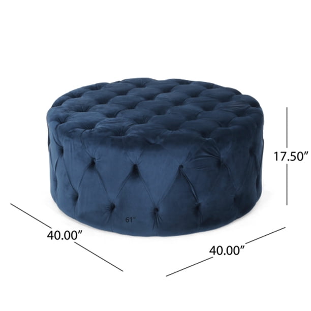 Homepop Décoration d'intérieur | Repose-pieds ottoman rond rembourré en velours capitonné | Ottoman avec rangement pour salon et chambre à coucher | Meubles décoratifs pour la maison, bleu sarcelle