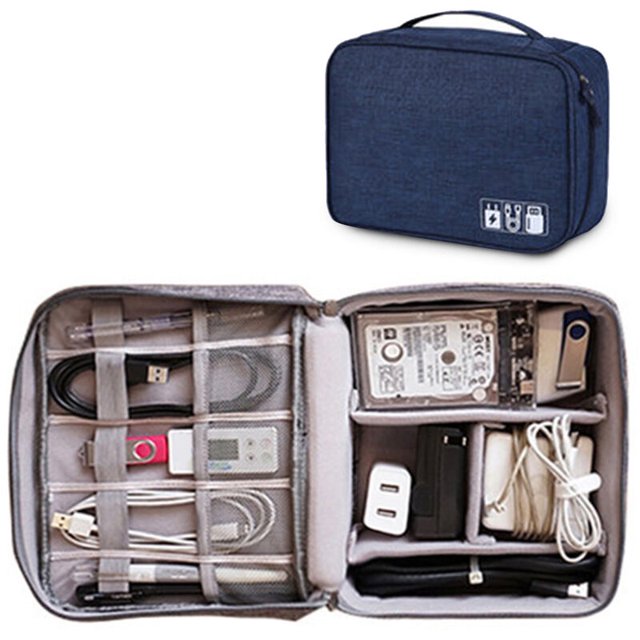 Bolsa organizadora de cables Bolsa de almacenamiento de cables de viaje Organizador electrónico resistente al agua Bolsa organizadora de cables para adaptador de corriente Cargador de cable, Modelo: Azul oscuro - Modelo: Azul oscuro Kuyhfg Bienvenido a Kuyhfg