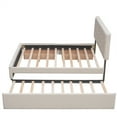 thumbnail image 6 of Queen Platform Bed,Queen Size Upholstered Bed with 2 Drawers and 1 Twin Trundle,Upholstered Platform Bed Frame with Tufted Headboard,Wood Queen Bed with Storage for Bedroom,No Box Spring Needed,Beige, 6 of 7