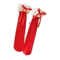 thumbnail image 2 of TISHITA 1 Paire de Chaussettes Jusqu'aux Genoux pour Filles, Élastiques Créatives Rouges, Chaussettes du Nouvel An pour Enfants avec Ruban Nœud, 2 of 8