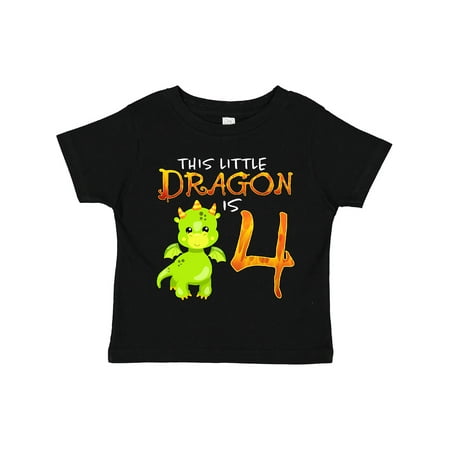 

Inktastic Dragon 4th Birthday- Turning Four Gift Toddler Boy or Toddler Girl T-Shirt