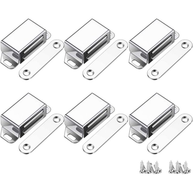 Pestillo magnético para puerta de armario, acero inoxidable 304, 6 piezas, pestillos magnéticos resistentes para puertas de cocina, armarios y muebles