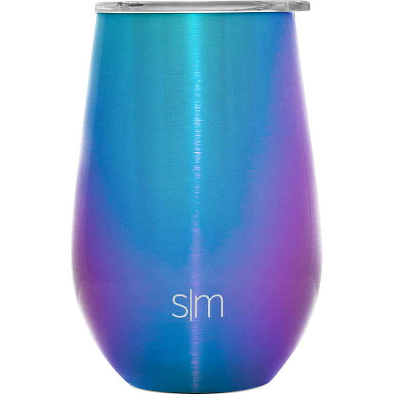 Simple Modern Spirit 12oz Wine Tumbler Glass with Lid - Vacuum Coffee Mug  Stemless Cup 18/8 Stainless Steel Shimmer: Aqua Aura 