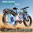 thumbnail image 3 of YareYi Electric Bike for Adults 26", 750W Rated E-Mountain Bicycle, 28MPH Fat Tire Ebike, 48V 15Ah Removable Battery, 7 Speed and Front Suspension with Rear Rack, UL2849 Certified, Green, 3 of 8