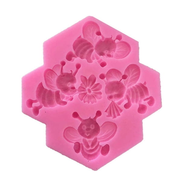 4 Holes Bee Shape Fondant Mold Cake Decorating Tool Chocolate Candy Mold Silicone Material Baking Accessories for Baking