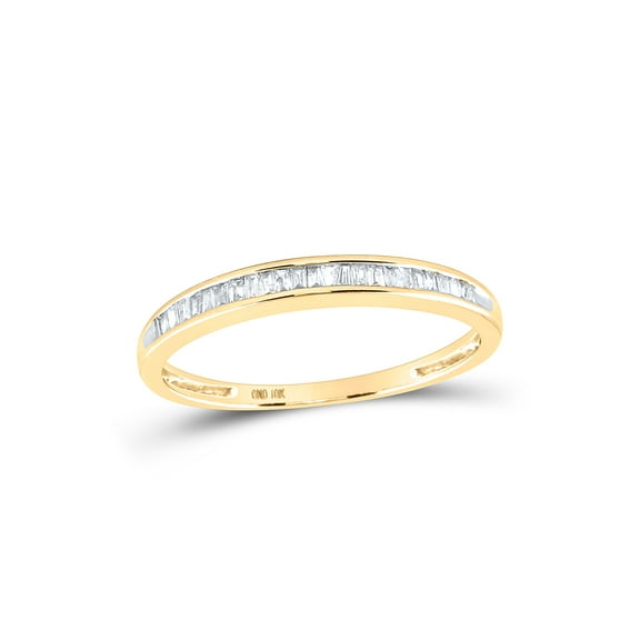 10kt Yellow Gold Womens Baguette Diamond Wedding Anniversary Band 1/6 Cttw