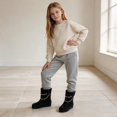 thumbnail image 5 of Girls Winter Boots Kids Snow Shoes Faux Suede Upper Fleece Lined Mid Calf Boot Pull-On Non Slip Outsole for Cold Outdoor Daily Wear, 5 of 9