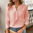 thumbnail image 6 of hotojiny Business Casual Tops for Women Summer Breathable Long Sleeve Work Blouses Casual Notch V Neck Button Shirt with Pockets, 6 of 7