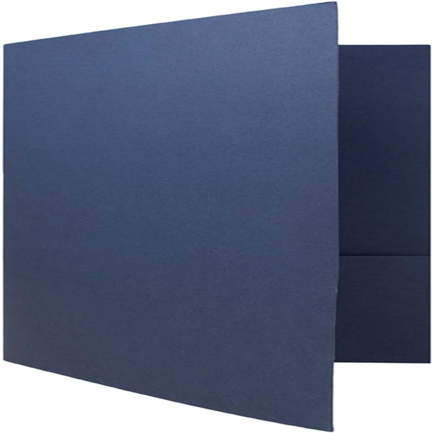 Two Pocket Textured Linen Presentation Folders - Letter Size Business Folder - Navy Blue - Bulk 25/Pack