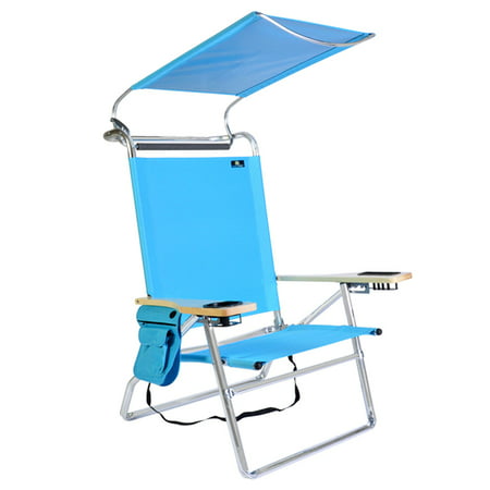 Deluxe 4 Position Aluminum High Beach Chair With Canopy Drink