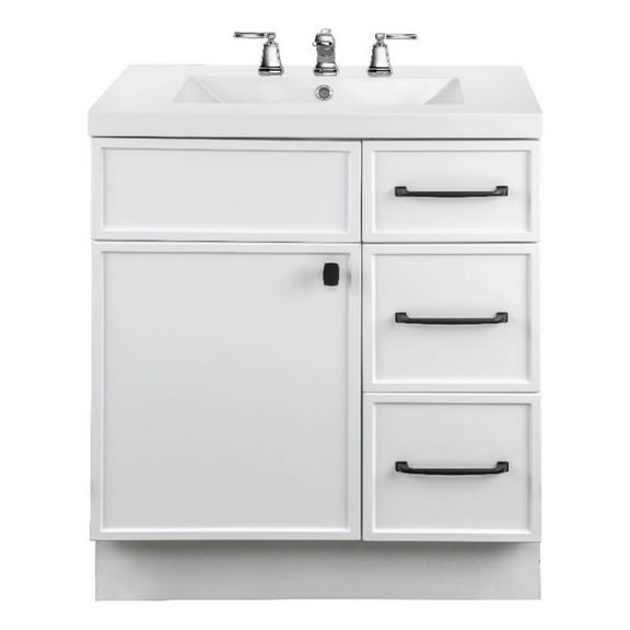 Cutler Kitchen and Bath Manhattan 30" Wood/Marble Bathroom Vanity - White