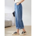thumbnail image 2 of High waist and thin rolled-foot denim trousers, 2 of 7