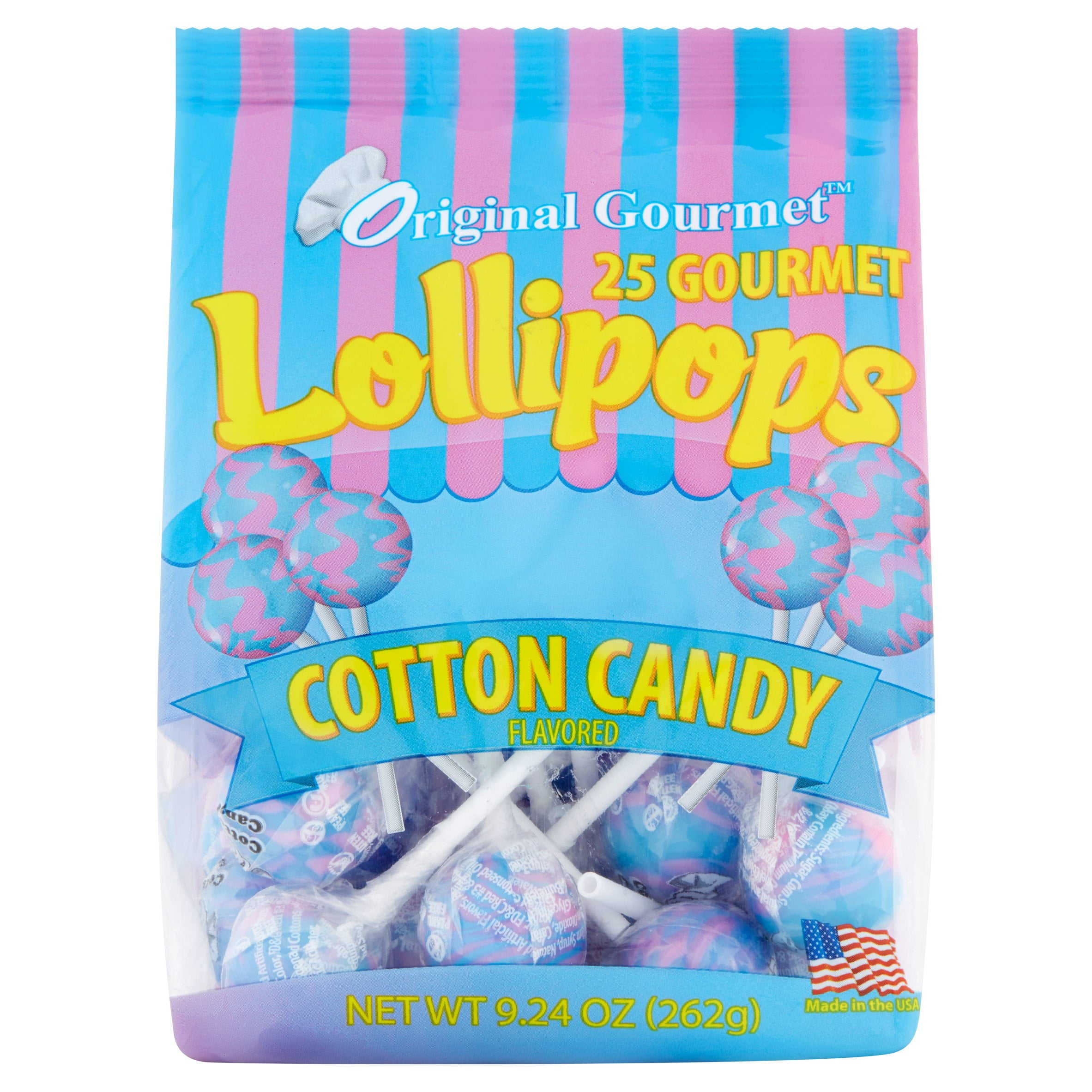 Original Gourmet Cotton Candy Flavored Gourmet Lollipops, 25 count, 9.