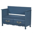thumbnail image 6 of Dtwnek Wood Shoes Storage Bench with Removable Cushion, Entryway Bench for Entrance, Living Room, Bedroom, Navy Blue, 6 of 10