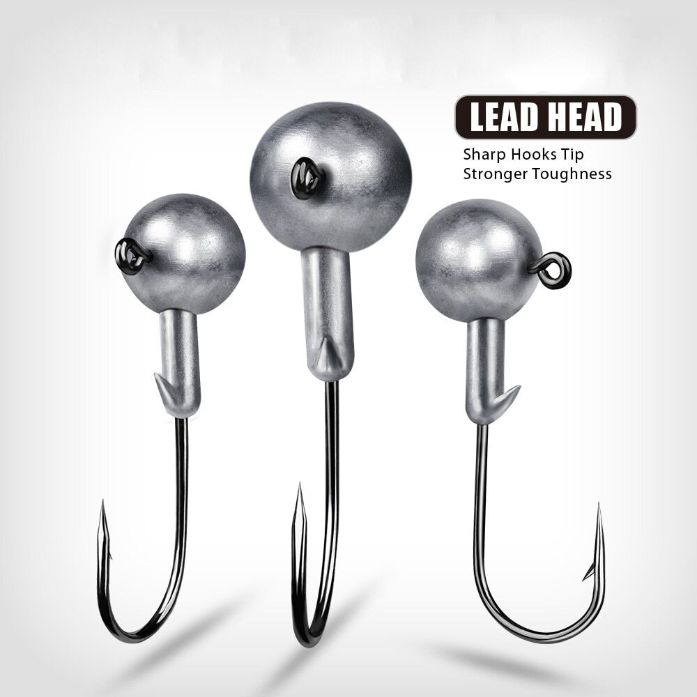 50PCS Fishing Round Jig Heads Hook Crappie Trout Perch 1/32oz-1/4oz