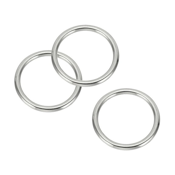 Uxcell Metal Rings 2 Inch 316 Stainless Steel Marine Grade O Rings for Macrame, DIY Craft, Dog Leash, Silver 3 Pcs