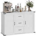 thumbnail image 1 of HOMCOM Buffet Bahut avec 3 Tiroirs et 2 Portes Grain de Bois Blanc, 1 of 10