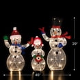 thumbnail image 6 of Northlight Lighted Glittering Mesh JOY Snowmen Outdoor Christmas Decoration - 29" - Set 3, 6 of 10