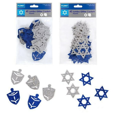 Eros F01-HK120 Royal Blue & Silver Jumbo Hanukkah Confetti - 40 per Pack - Case of 48
