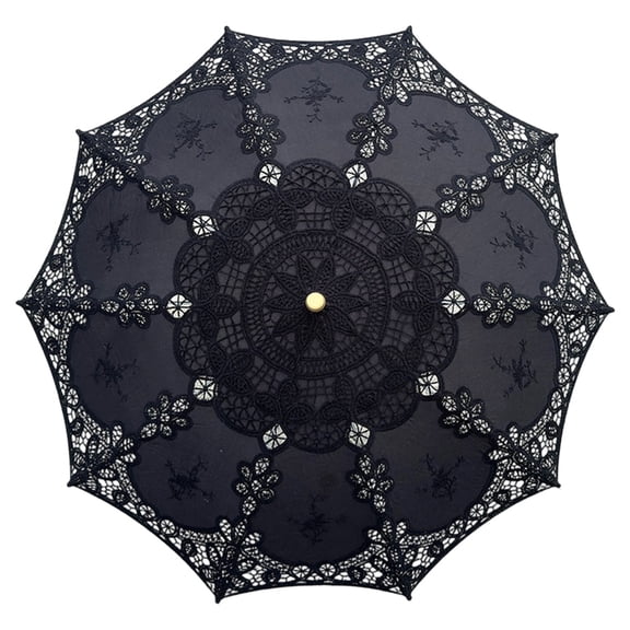 Handmade Cotton Lace Wedding Umbrella With Floral Embroidery For Outdoor Ceremonies & Dance Performances