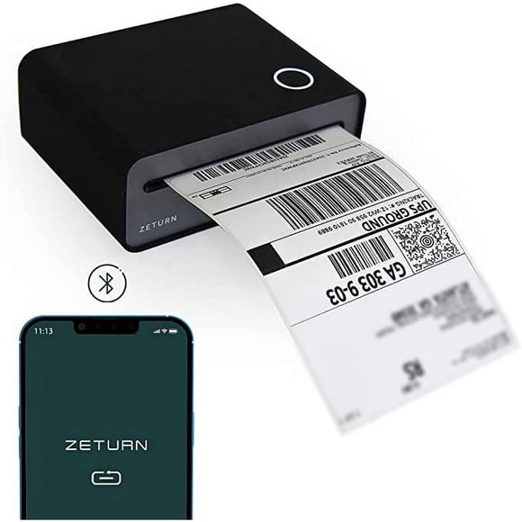 ZETURN Wireless Return Label Printer - Tiny Printer, Huge Returns - Small Compact Thermal Black Printer, Sticker Maker for Shipping Packages