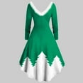 thumbnail image 4 of Herrnalise Women’s Dresses Summer 2024 Long Sleeve Christmas Printed Furry V-Neck Draw Back Swing Party Dress S-2XL, 4 of 5
