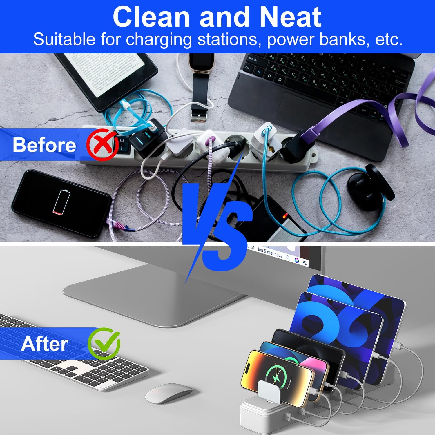 RGHJAR-Short Charging Cables - 10-Pack Type C/Lightning/Micro USB 1FT Short Charging Cords Support Fast Charge & Data Sync Compatible with iPhone 17/16/15/14/13/12/11, iPads, iPods, Mobiles, Tablets
