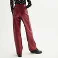 thumbnail image 2 of Juniors' Tinseltown Faux Leather High-Rise Wide Leg Pants Color: Cabernet Size: 11, 2 of 4