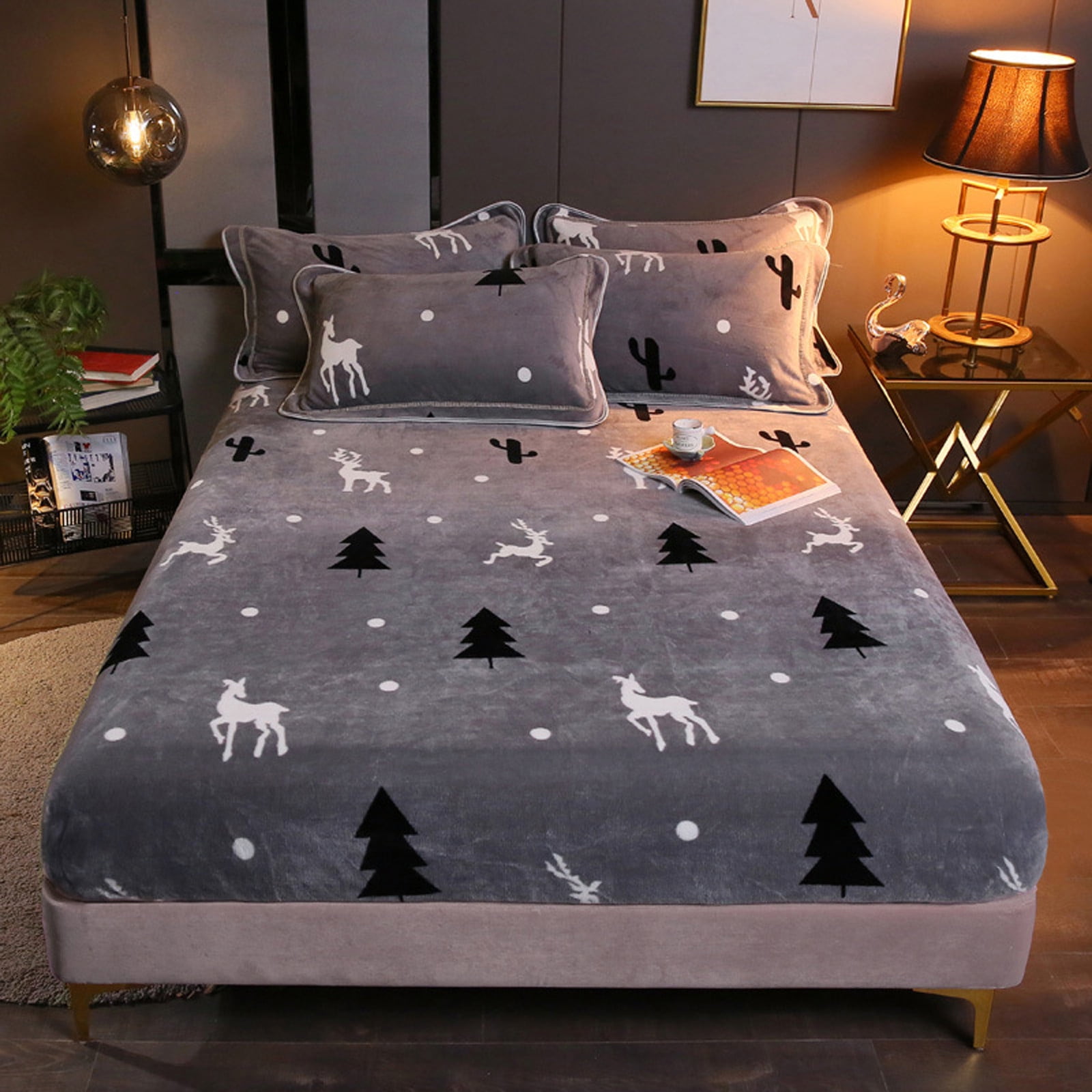 Fitted Sheets Star Foil Teddy Fleece Luxurious Soft Warm Cosy Duvet Cover Sets 