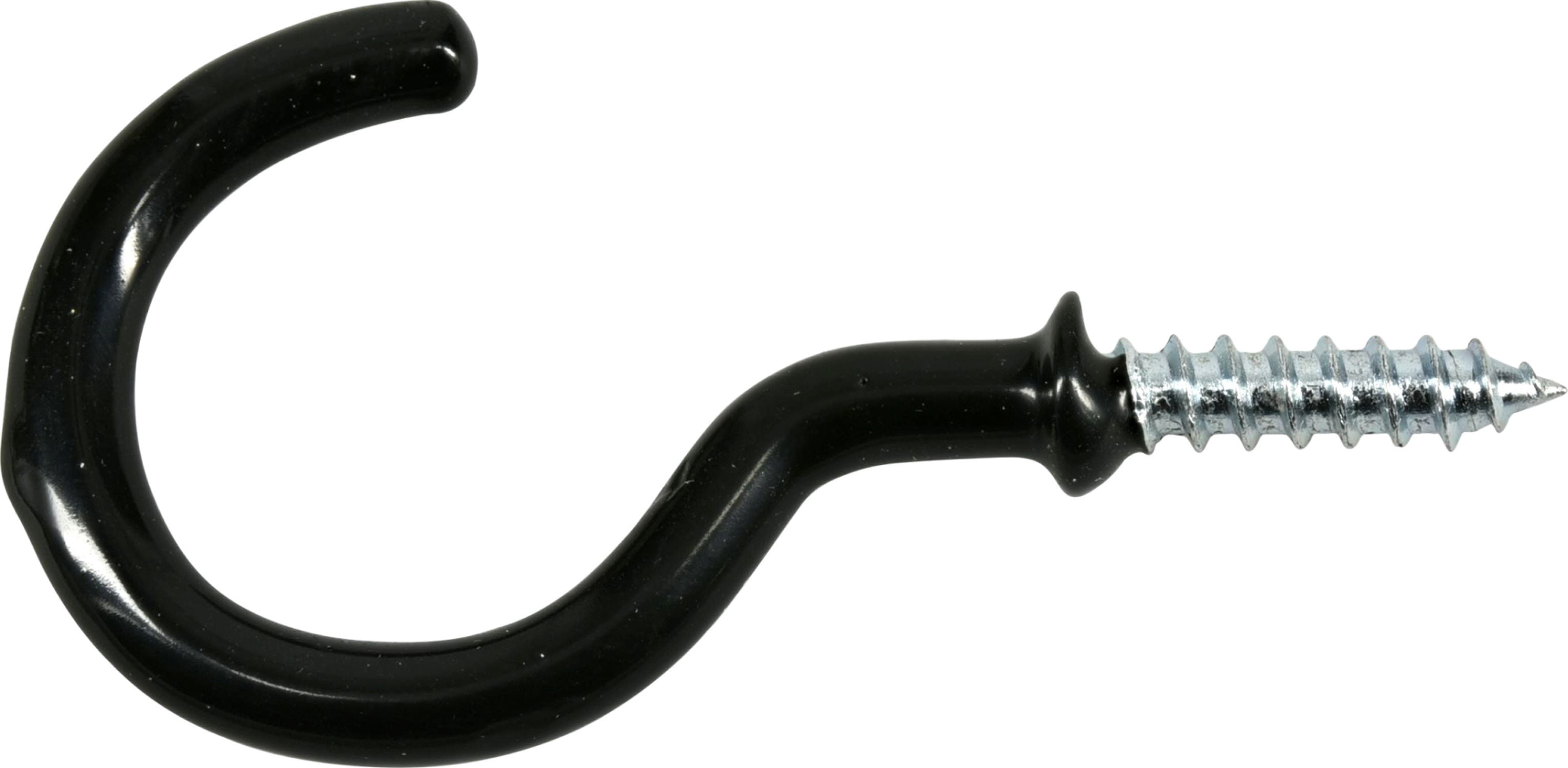 (3 pack) Ook Cup Hooks, 1-1/4", 1 lbs, Screw Hooks, Steel, Black Vinyl, 40 pack