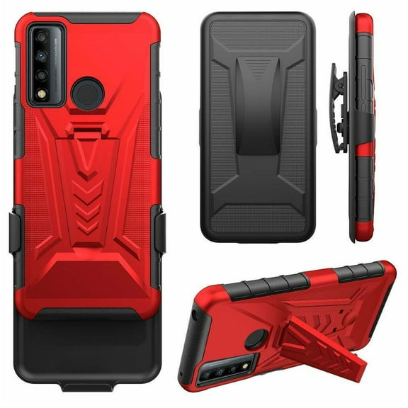 Compatible for Alcatel TCL 4X 5G T601DL Holster Cover Phone Case - Red