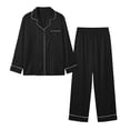 thumbnail image 4 of Gealkoca Satin Silk Pajamas for Women Button Down Long Sleeve PJs Set Lounge Set with Pockets Fall Winter Soft 2 Piece Sleepwear Loungewear Pajama Set, 4 of 6