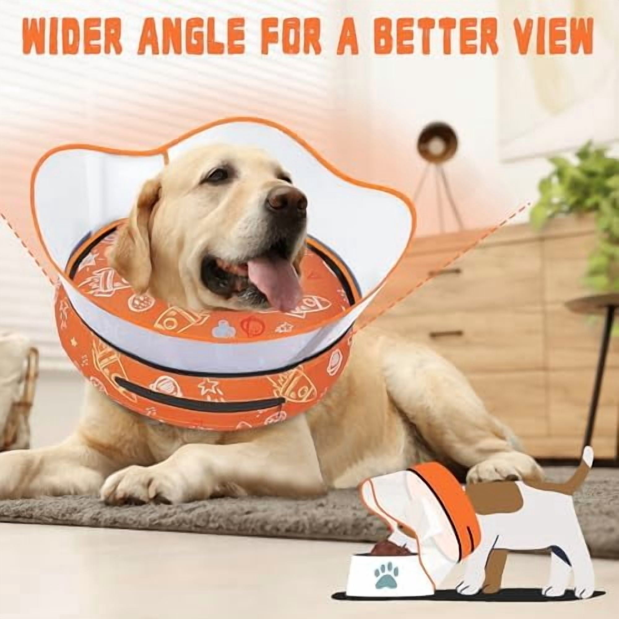 Elevated Inflatable Dog Cone Collar to Stop Licking, Dog Donut Collar After Surgery, Soft Dog Cone Alternative for Small Medium Large Dogs Orange,XL(Neck 14"-18")