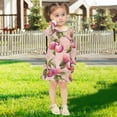 thumbnail image 5 of Girls' long-sleeved dress Pink Peaches Girls' A-line dress with ribbed cuffs Soft and comfortable, 5 of 6