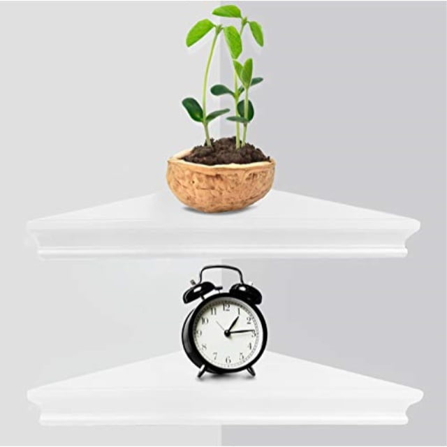 greenco corner floating shelves white finish, 2pack,
