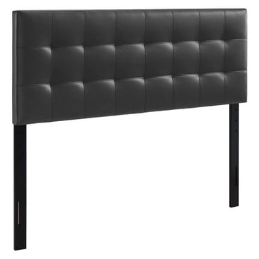 MiaHltTia Lily Tufted Faux Leather Upholstered Queen Headboard in Black