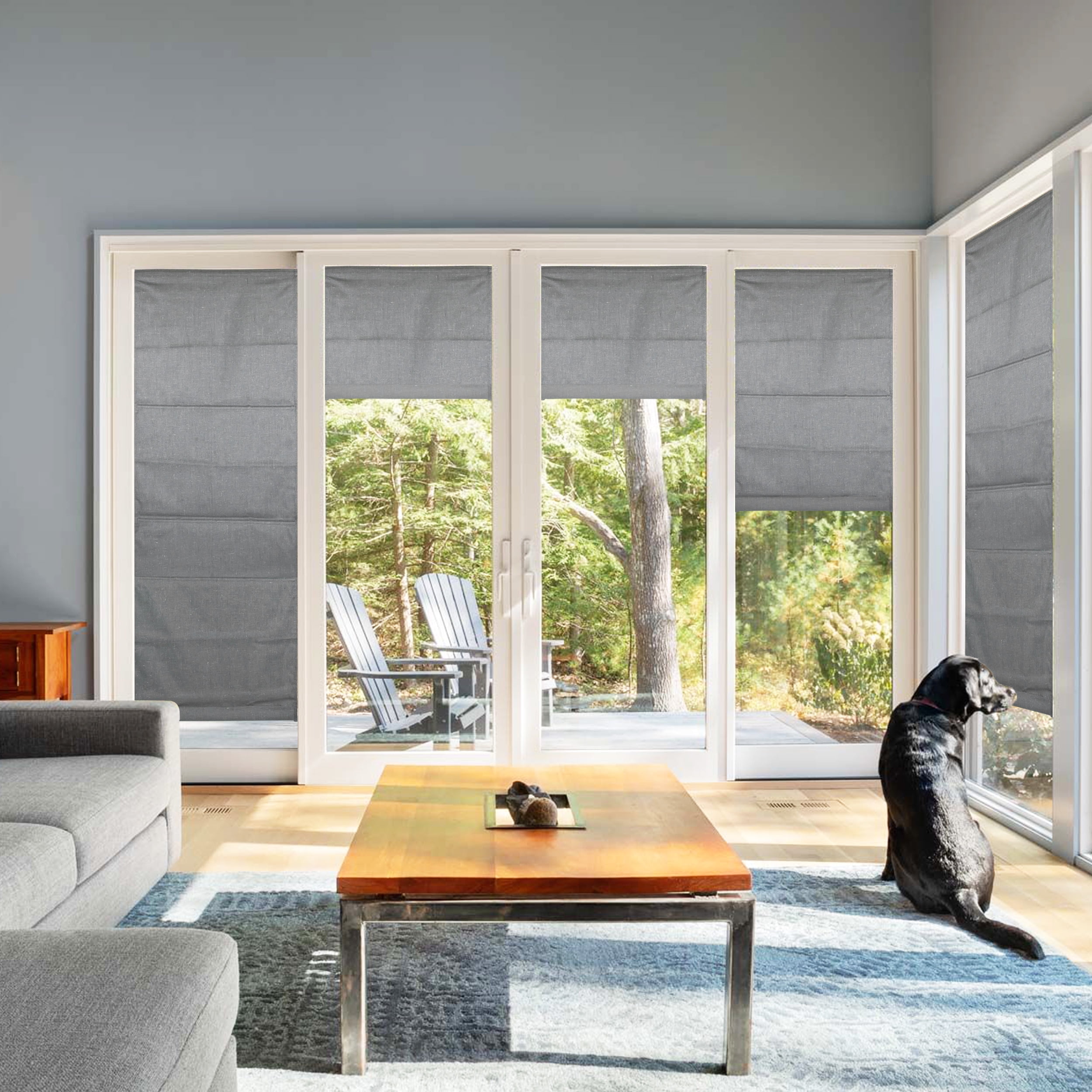 Biltek Gray Roman Shades Total Blackout Window Blinds Inside/Outside Mount Thermal Washable Fabric  27"W x 64"H
