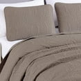 thumbnail image 3 of Chezmoi Collection Austin Queen Oversized Bedspread Set, 3-Piece Lightweight Microfiber Quilted Coverlet for All Seasons, Taupe, 3 of 9