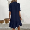 thumbnail image 5 of GUACER Mini Dress for Women Short Sleeve Button Down V Neck Collar Dress Casual Summer Ruffle Hem Loose Dresses, 5 of 6